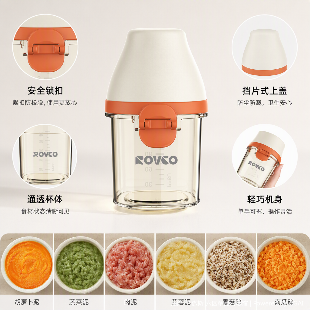 【OSEO】26Q4#P1003-1 ROVCO Orange cap transparent baby bottle, baby feeding products, bottle cover, baby food container, children's products
