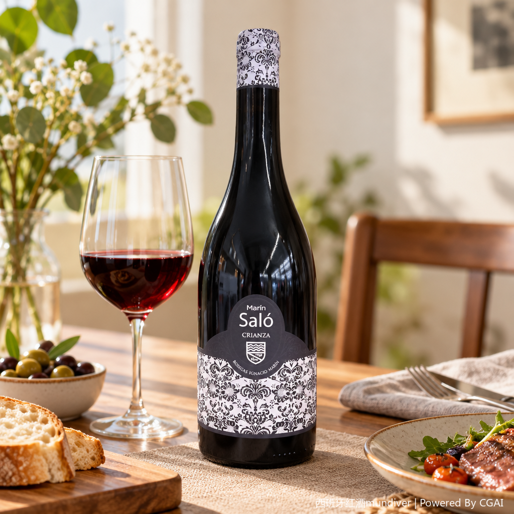Marín saló Crianza negro botella de vino intenso y corpulento colección sabor vintage details Picture