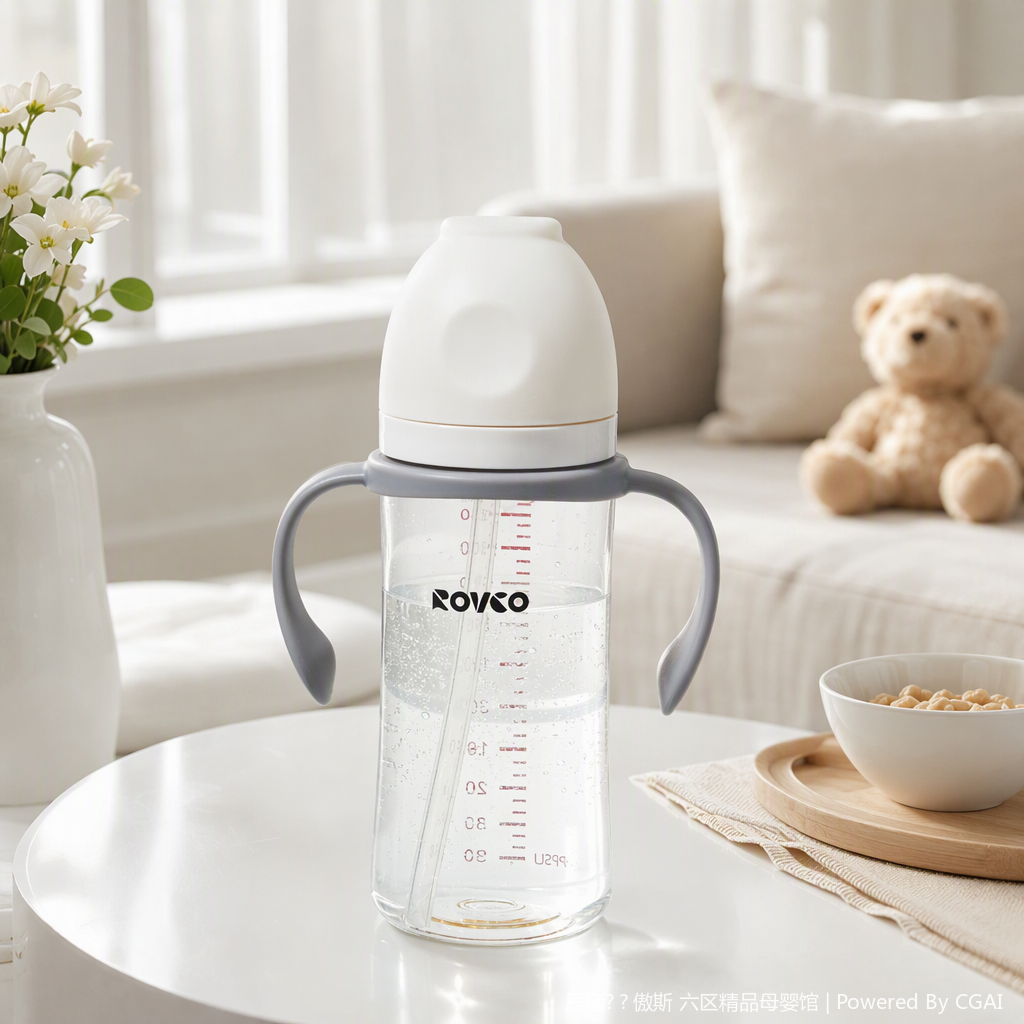 【OSEO】26Q4#N1075-2 White baby bottle with handle, infant and toddler shaking grandma bottle accessory, safe and durable details Picture