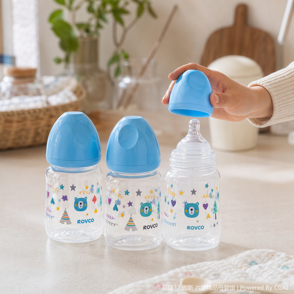 【OSEO】26Q4#W1005-1 Three blue pacifier caps PP bottle covers for baby bottles, anti-drop and anti-leak baby products, children's products details Picture