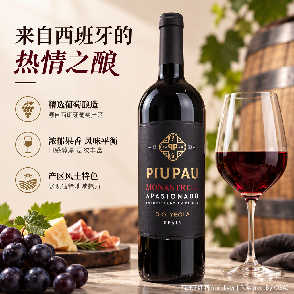 Piupau Monastrell Apasionado vino negro botella intenso alcoholes colección gusto grandes vinos