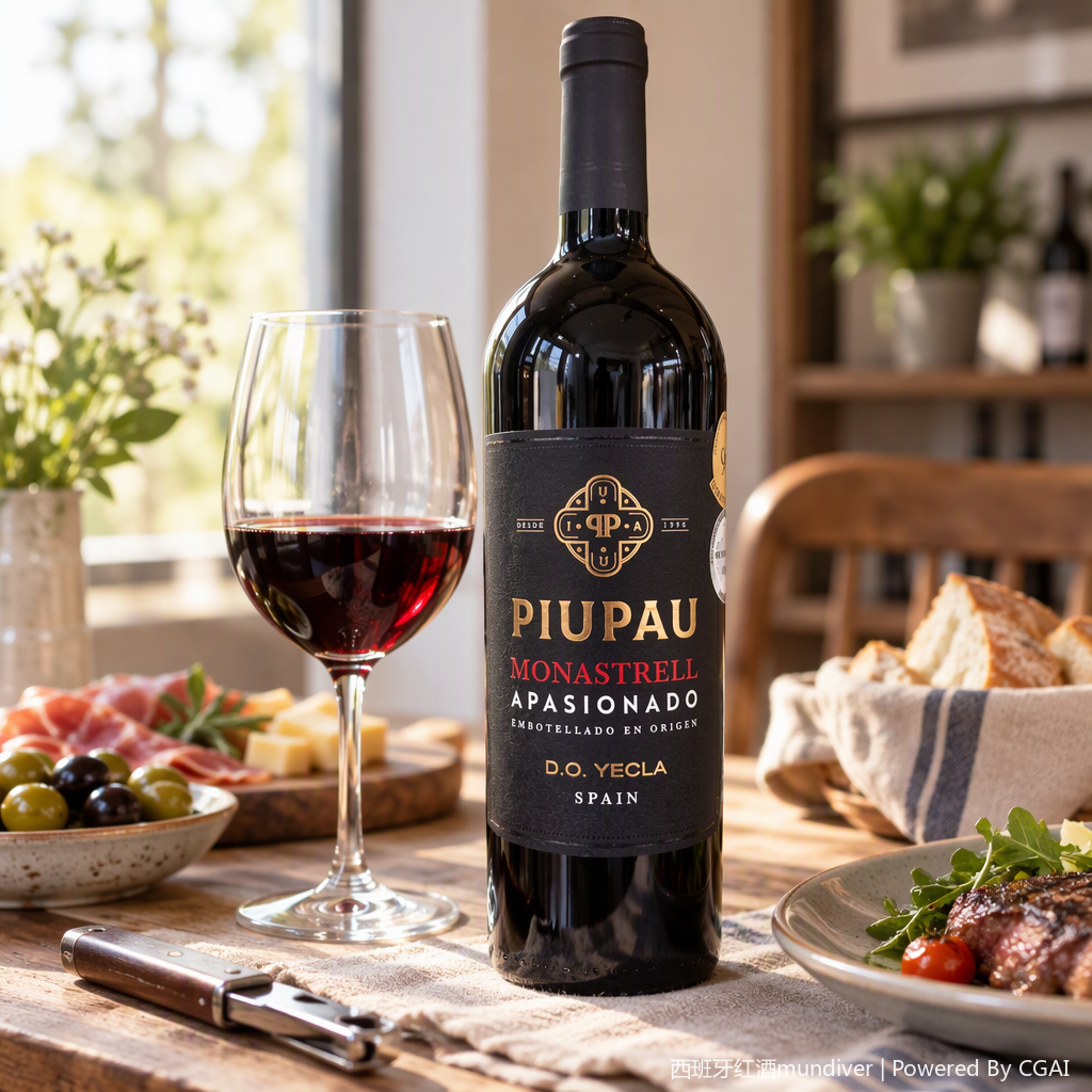 Piupau Monastrell Apasionado black bottle wine is rich and mellow, suitable for collection and appreciation details Picture