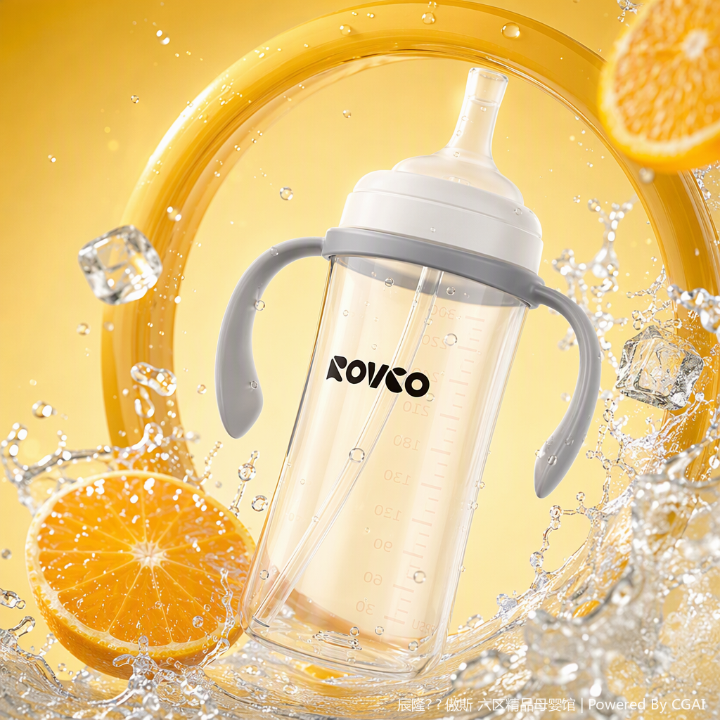 【OSEO】26Q4#N1074-2 ROVCO Baby Drinking Cup Transparent Bottle Set Anti-drop Baby Bottle Children's Products Essential for parenting Specification image