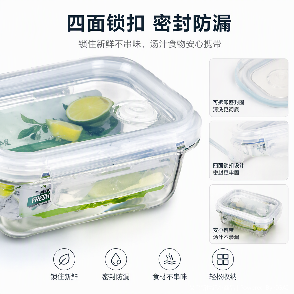 多功能透明塑料保鲜盒密封储存盒厨房整理收纳容器家用食品收纳盒