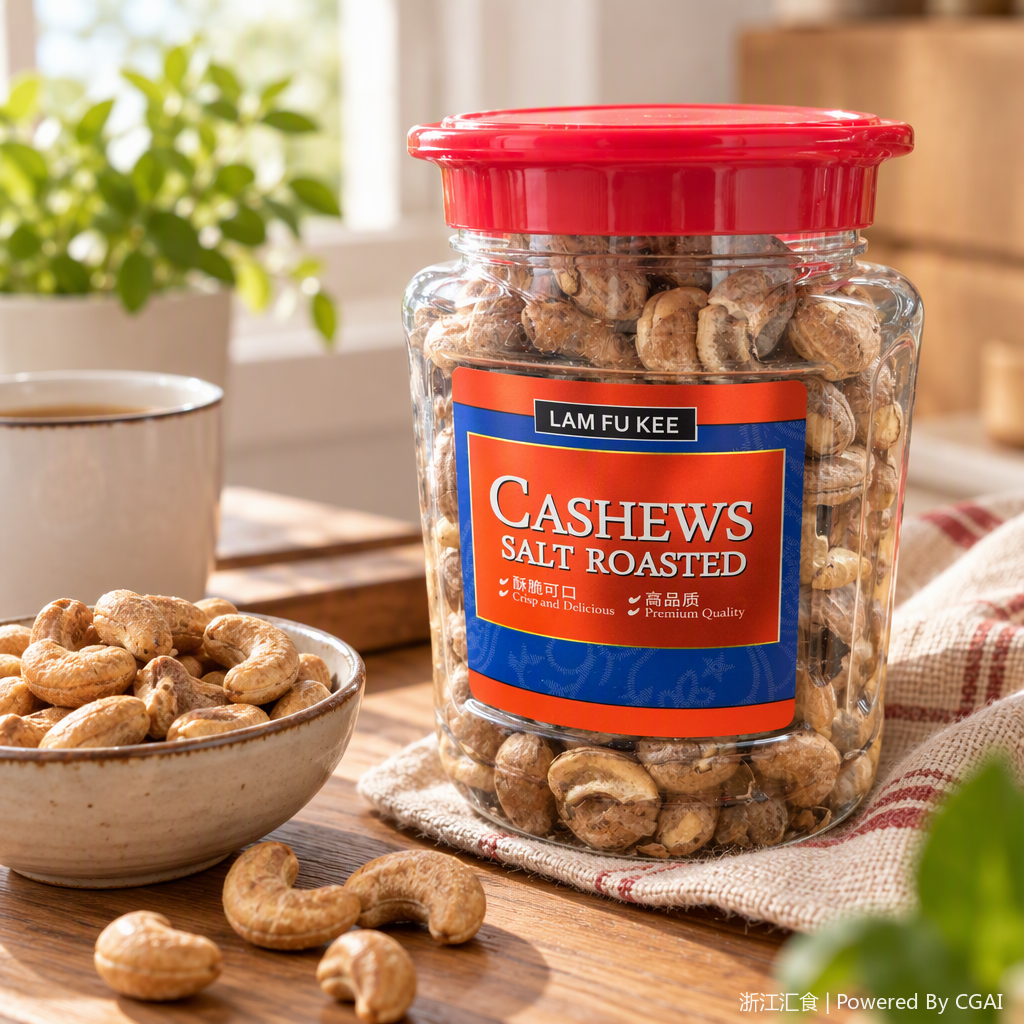 Linfu Ji Fragrant salt-baked cashew Nuts 400g transparent can packaging, snack, nuts and roasted goods, healthy snack box details Picture