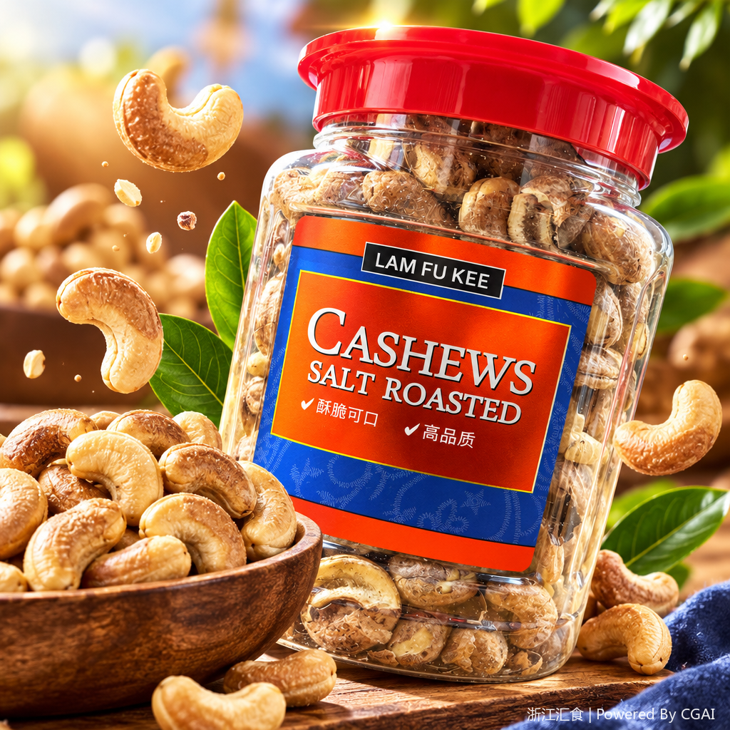 Linfu Ji Fragrant salt-baked cashew Nuts 400g transparent can packaging, snack, nuts and roasted goods, healthy snack box Specification image