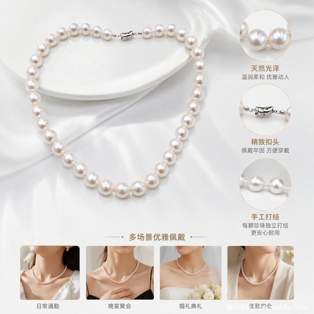 Elegant white pearl necklace for women, Korean style, simple and elegant, versatile and fashionable gift accessory