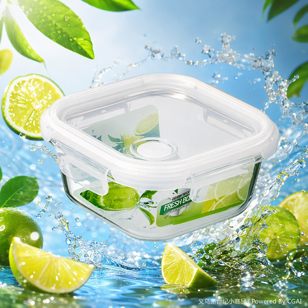 The multi-functional transparent glass fresh-keeping box is a sealed storage container and a kitchen storage product. It is heat-resistant, cold-resistant, healthy and environmentally friendly Specification image