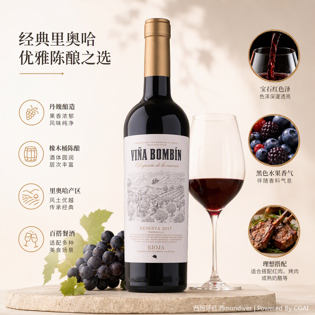 Viña Bombin Reserva 2017 vino tinto embotellado intenso suave apto para colección sabor vintage
