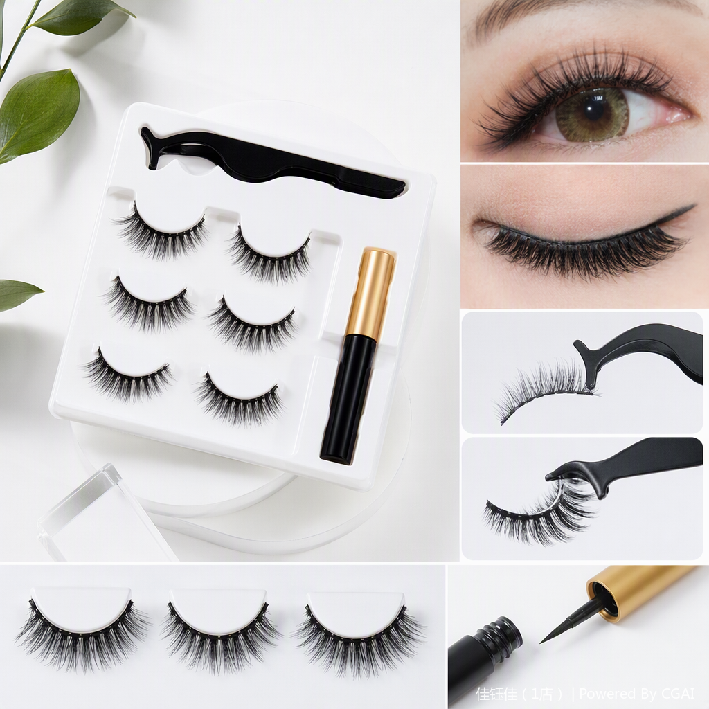 Natural thick false eyelashes, long-lasting and slender beauty tools, thick curling false eyelash set, light and natural style details Picture