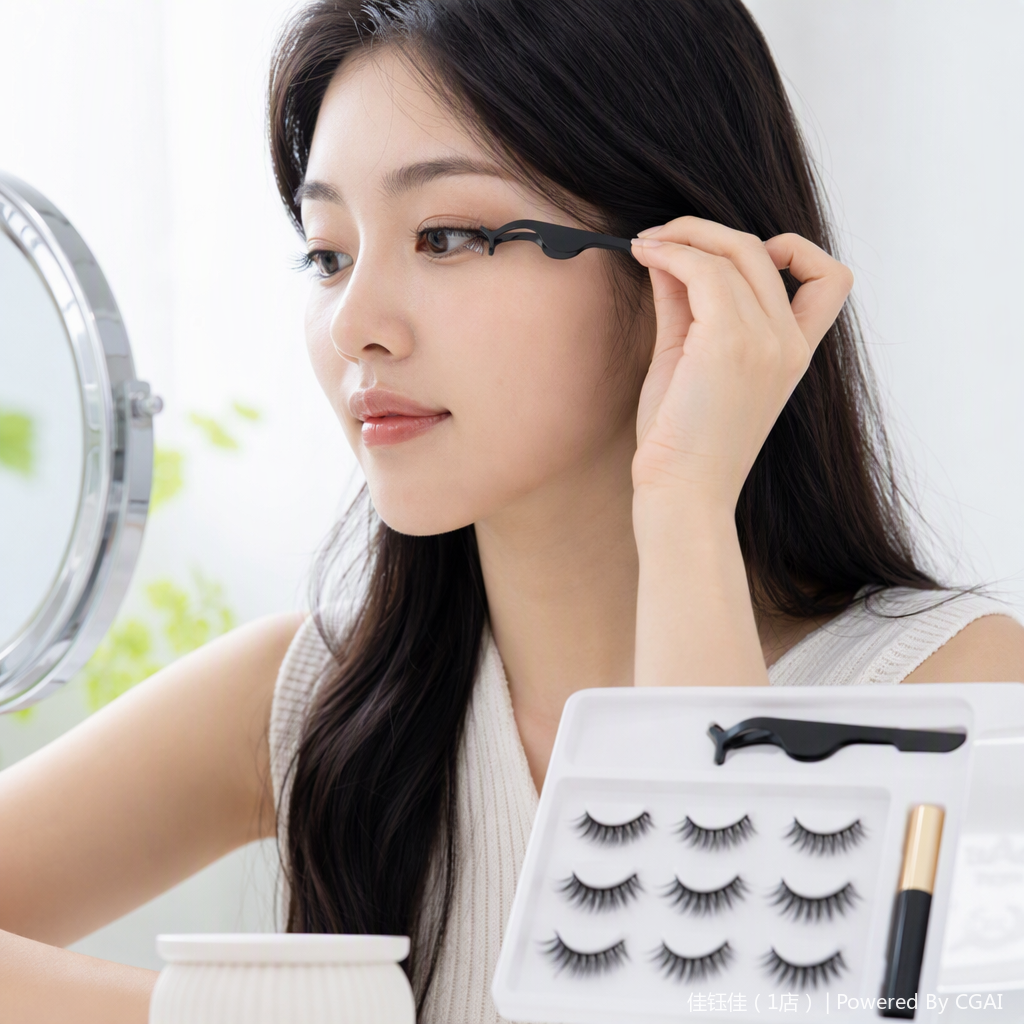 Natural thick false eyelashes, long-lasting and slender beauty tools, thick curling false eyelash set, light and natural style Specification image