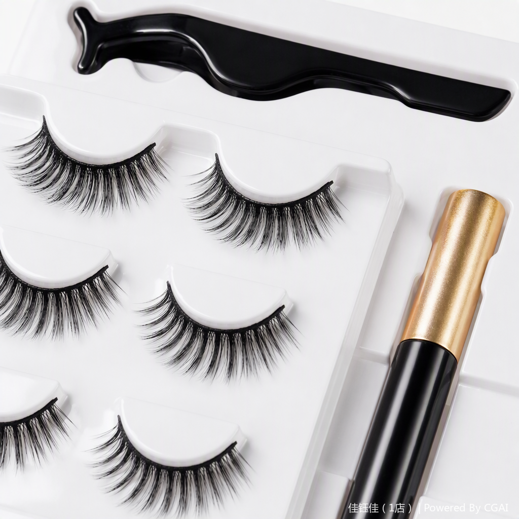 Natural thick false eyelashes, long-lasting and slender beauty tools, thick curling false eyelash set, light and natural style Item Picture