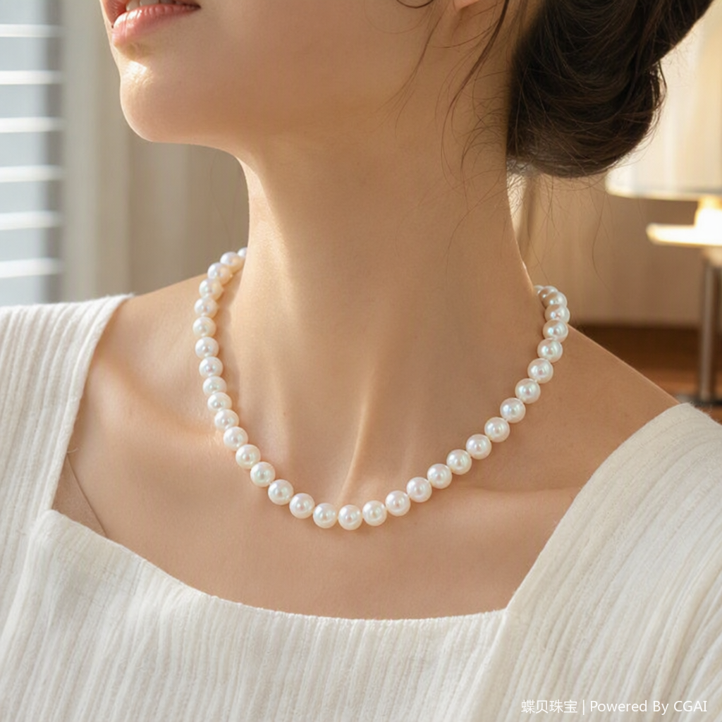 The pure white pearl necklace is elegant and versatile, fashionable and trendy, and is a perfect gift for daily use details Picture