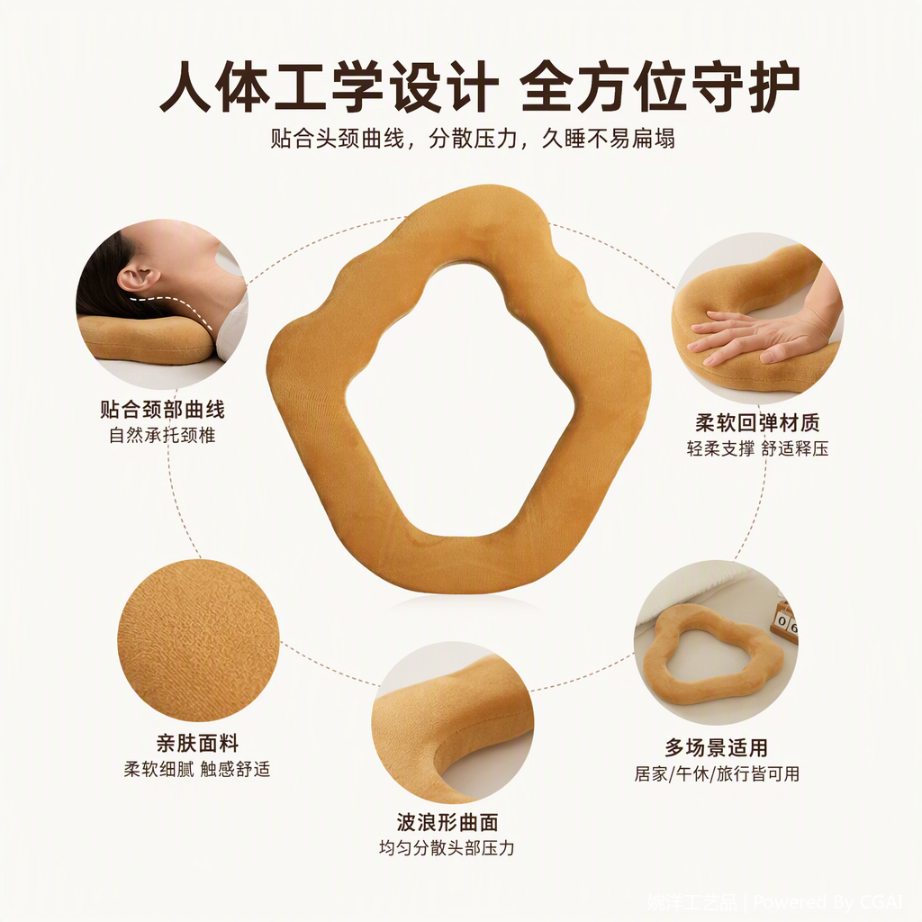 时尚绒面不规则波浪边框装饰镜子家居创意个性墙面装饰品