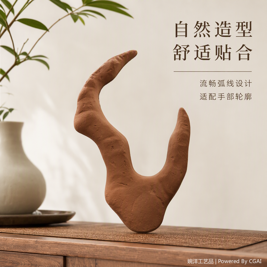 陶土色抽象造型落地镜简约现代时尚家用装饰镜子大号客厅梳妆镜