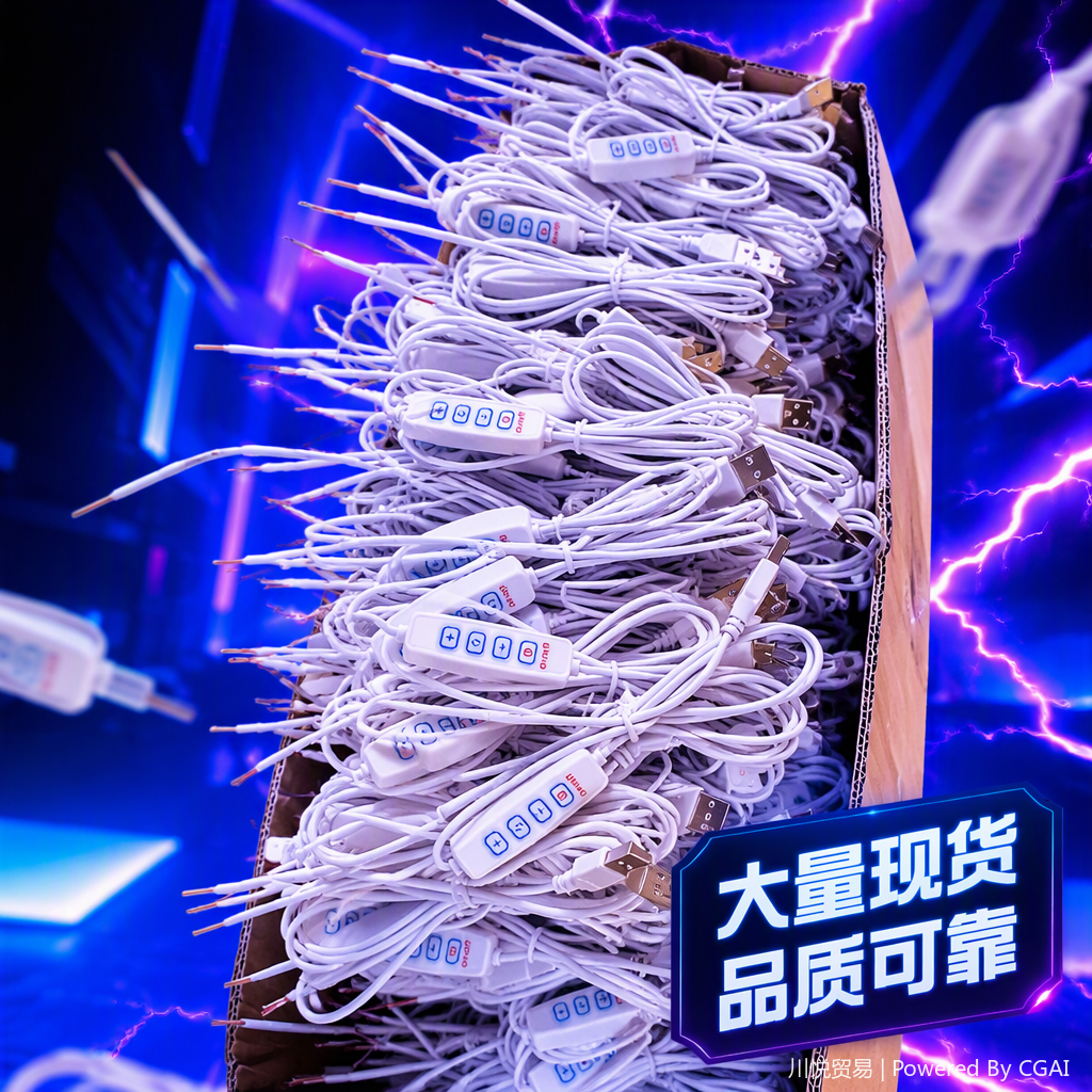 White USB power supply cable with remote control switch, multi-functional data cable, computer and mobile phone charging cable, portable control cable Specification image