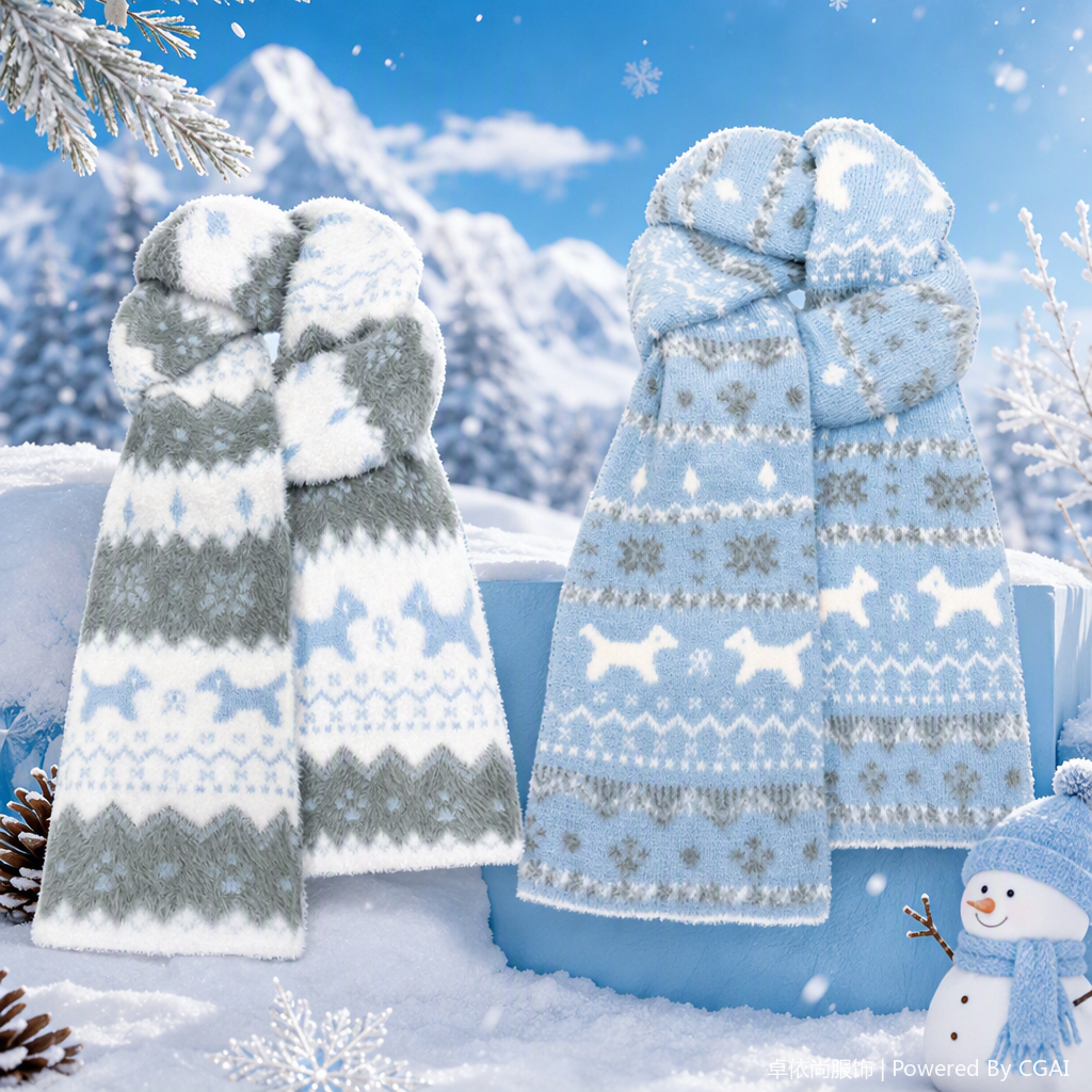 Azul claro blanco patchwork patrón bufanda moda versátil mantener caliente otoño invierno nuevo suave y cómodo bufanda para mujeres Specification image
