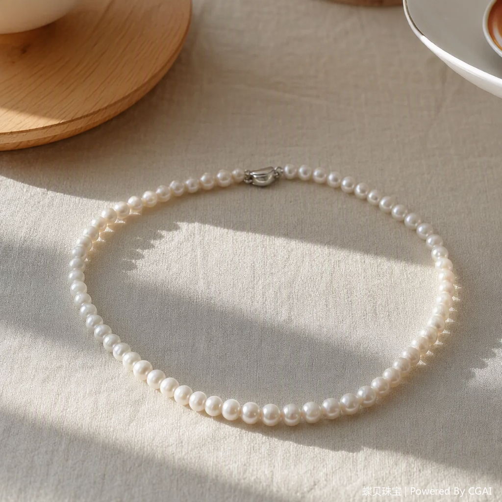 Elegant, pure and natural freshwater pearl necklace, simple and stylish for women, a perfect gift details Picture