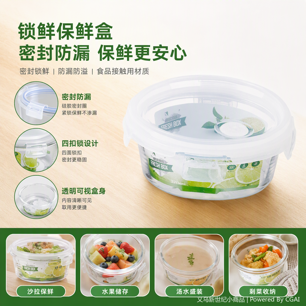多功能透明塑料保鲜盒密封储存盒厨房整理收纳容器大容量耐用食品盒