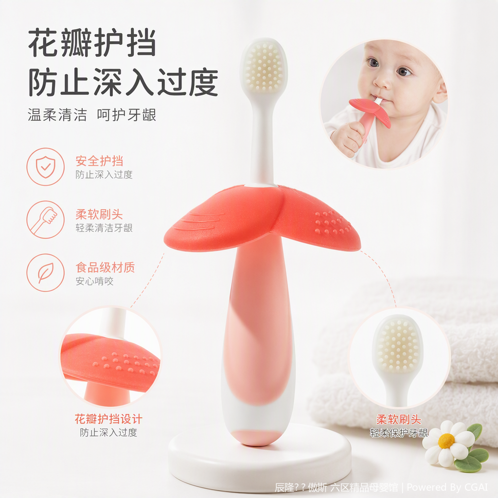 【OSEO】26Q4#X4025 Cute mushroom-shaped infant toothbrush, baby soft bristles, anti-choking children's toothbrush and toothpaste set, suitable for 0-3 years old 【OSEO】26Q4#X4025 Cute mushroom-shaped infant toothbrush, baby soft bristles, anti-choking children's toothbrush and toothpaste set, suitable for 0-3 years old