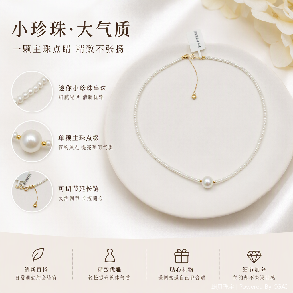 The shining and elegant pearl necklace is a classic and versatile gift for women's fashion and temperament