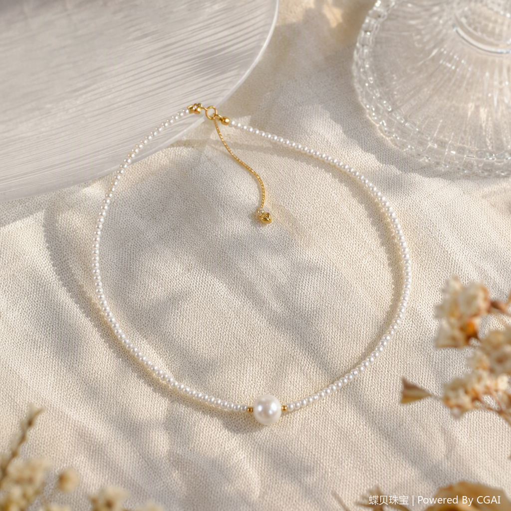 The shining and elegant pearl necklace is a classic and versatile gift for women's fashion and temperament details Picture