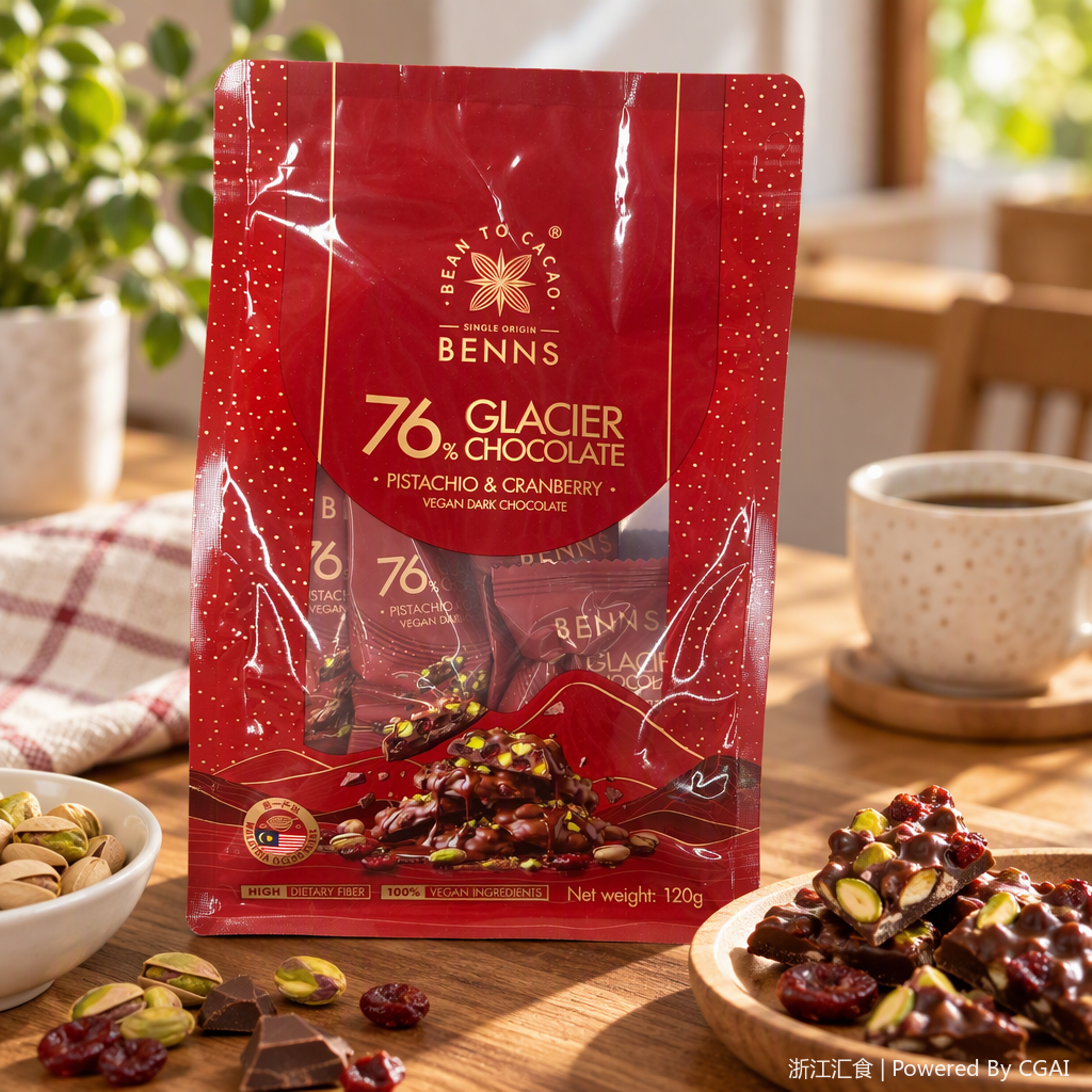 Benns76 vegano chocolate negro pistacho sabor arándano rojo bolsas dulces snack saludable y delicioso details Picture