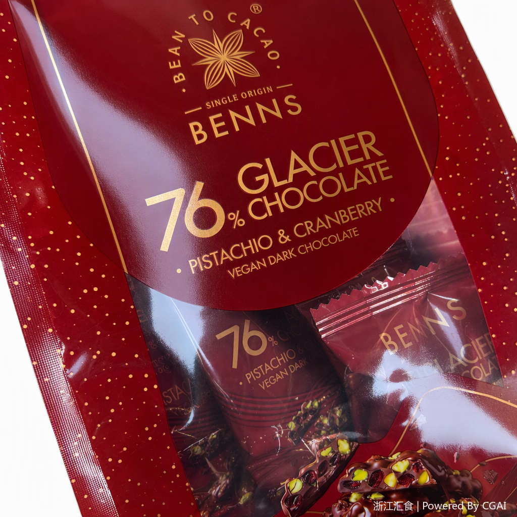 Benns76 vegano chocolate negro pistacho sabor arándano rojo bolsas dulces snack saludable y delicioso Application Scenario