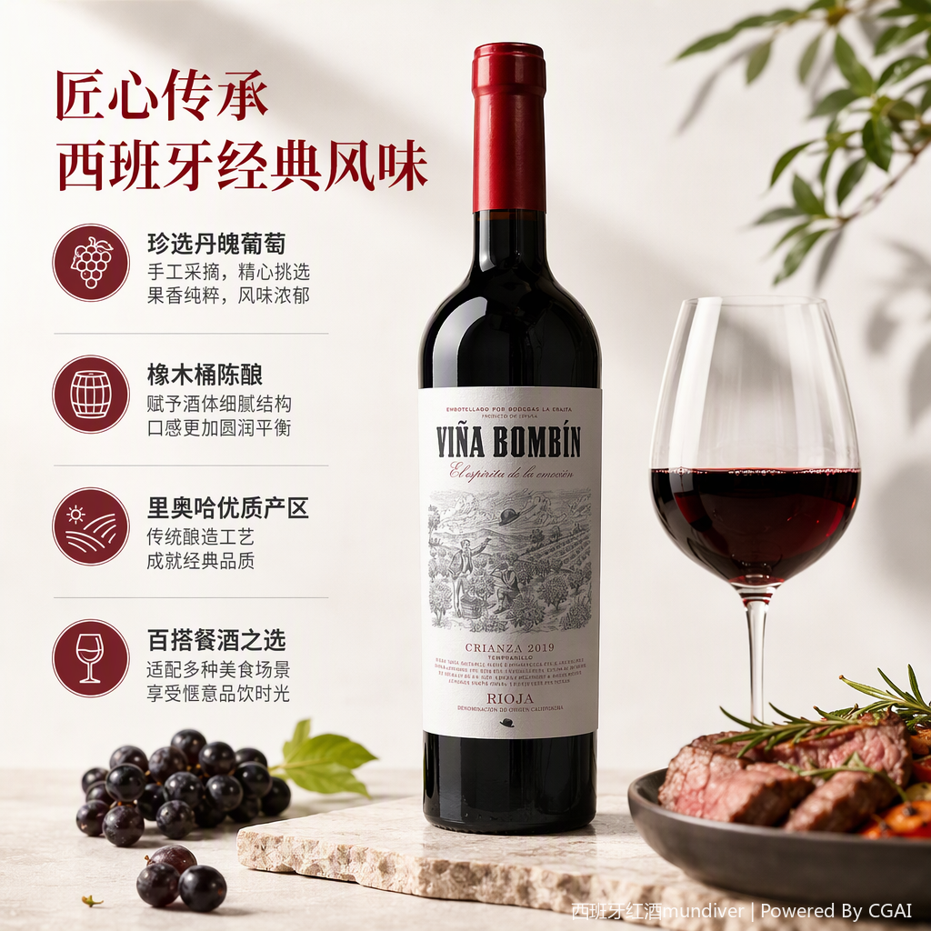 Viña Bombin Crianza 2019 Rioja vino tinto embotellado intenso afrutado suave apto para colección sabor vintage