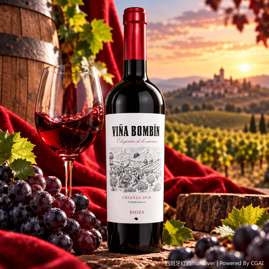 Viña Bombin Crianza 2019 Rioja vino tinto embotellado intenso afrutado suave apto para colección sabor vintage Specification image