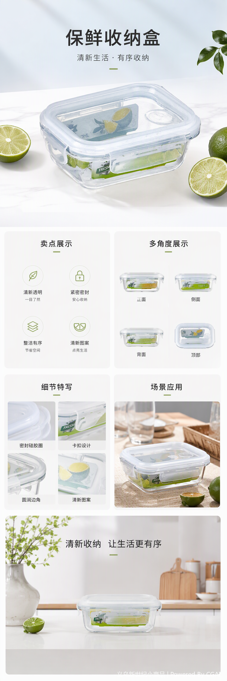 Multi-functional transparent plastic food preservation box, sealed storage box, kitchen organization and storage container, household food storage box pic 1