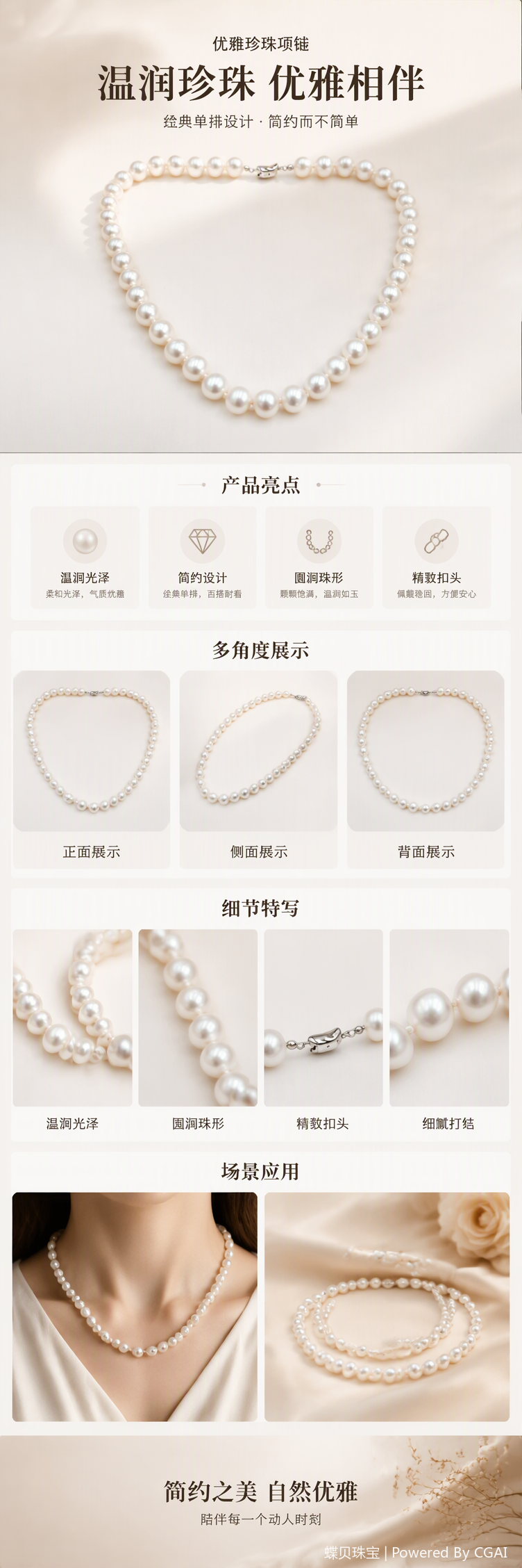 Elegant white pearl necklace, simple, fashionable and versatile, a classic gift accessory pic 1