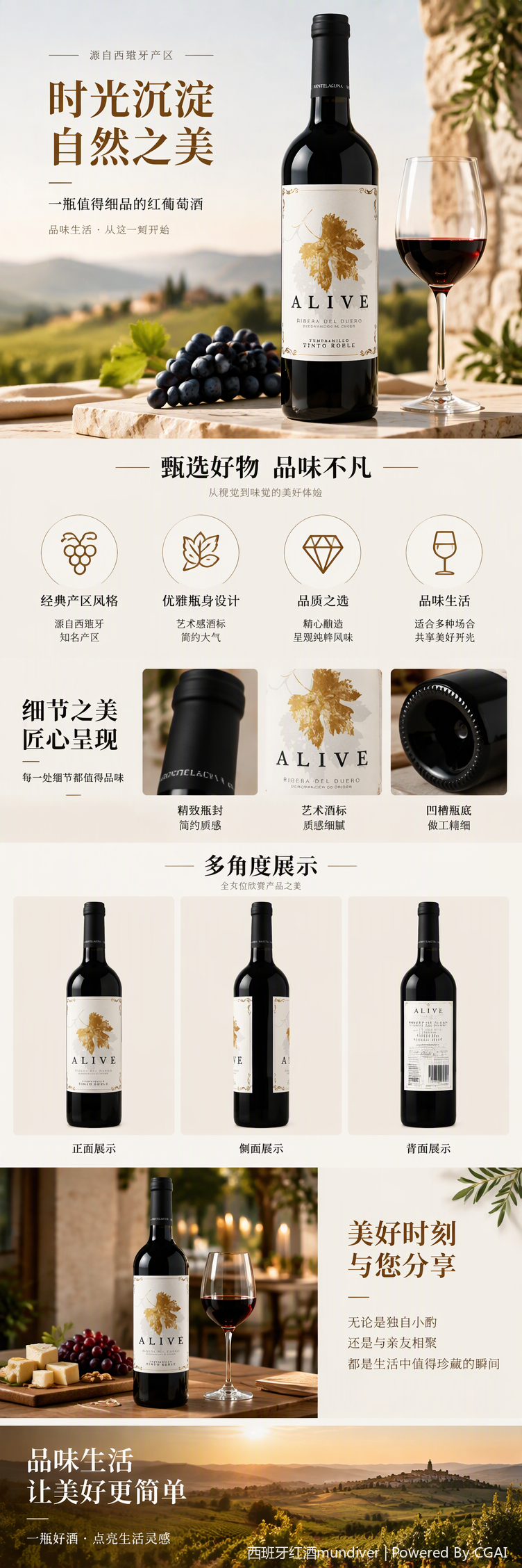 ALIVE Rioja Red wine, in a black bottle, has a rich fruity aroma and a mellow flavor, making it suitable for collection and as a gift pic 1