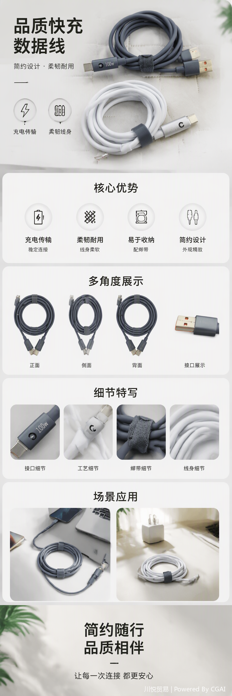 خطوط نقل مسطحة عالية السرعة لشحن الهواتف الخلوية في خط شحن USB-C B-A pic 1