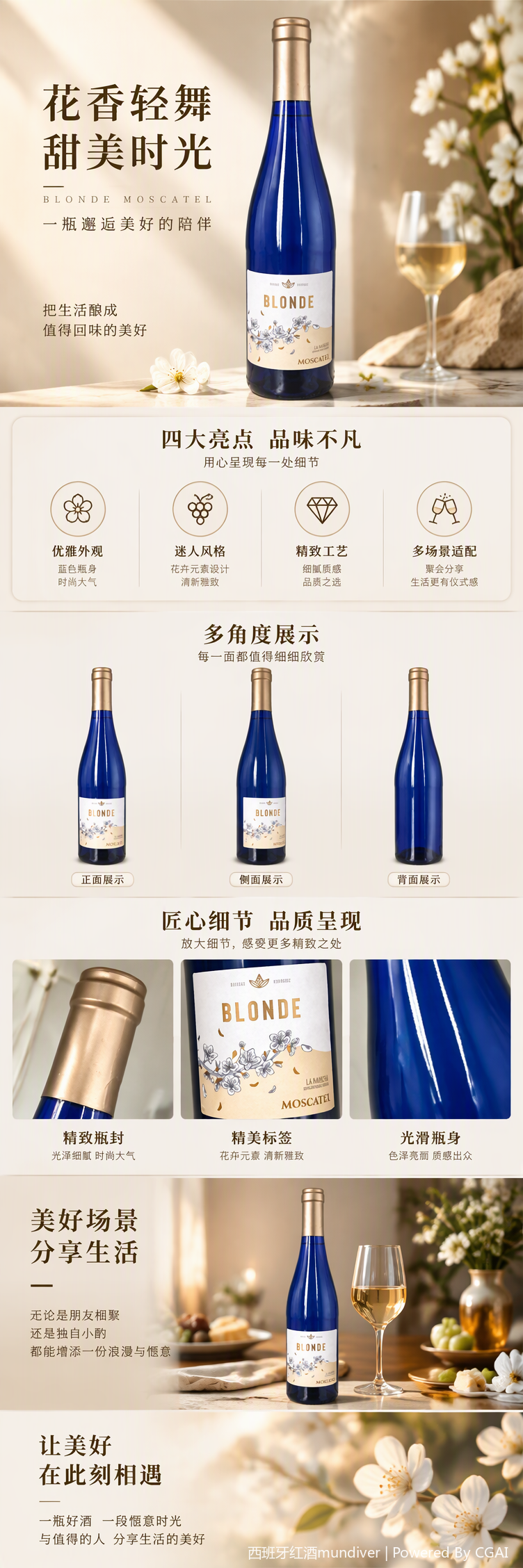 Botella de vino azul creativo utensilios de vino botellas de vino decoración de bar botellas de vino objetos de regalo coleccionables pic 1