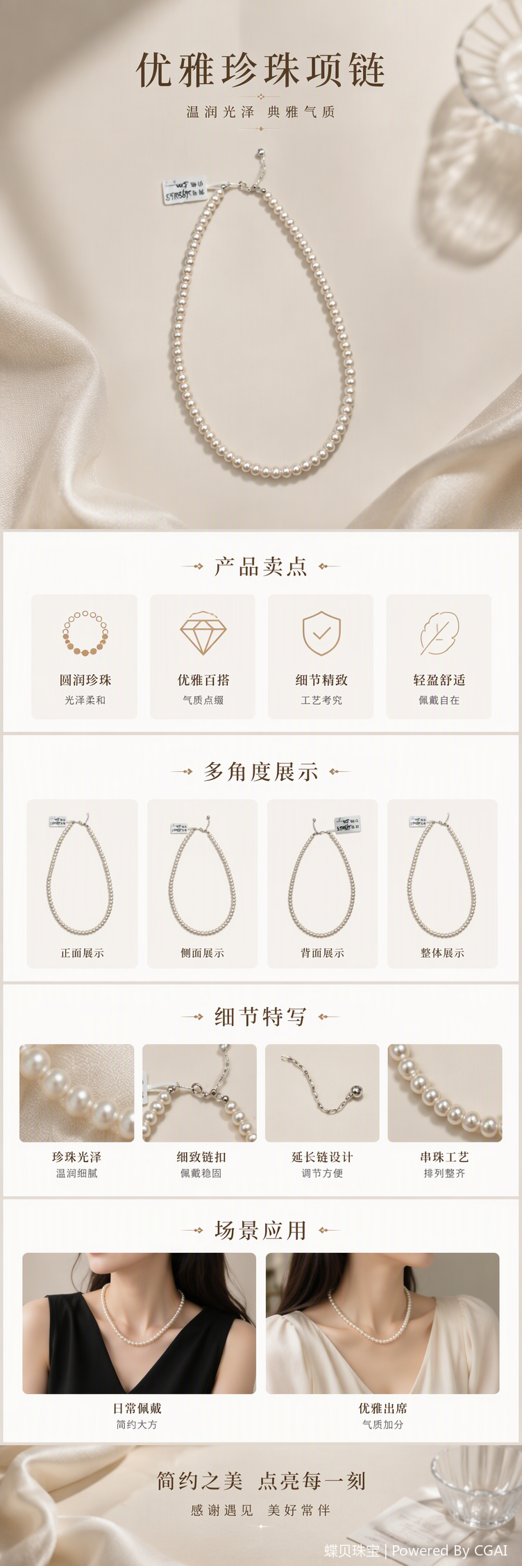 High-gloss white pearl necklace, a classic, versatile and fashionable accessory for women, is an excellent gift pic 1