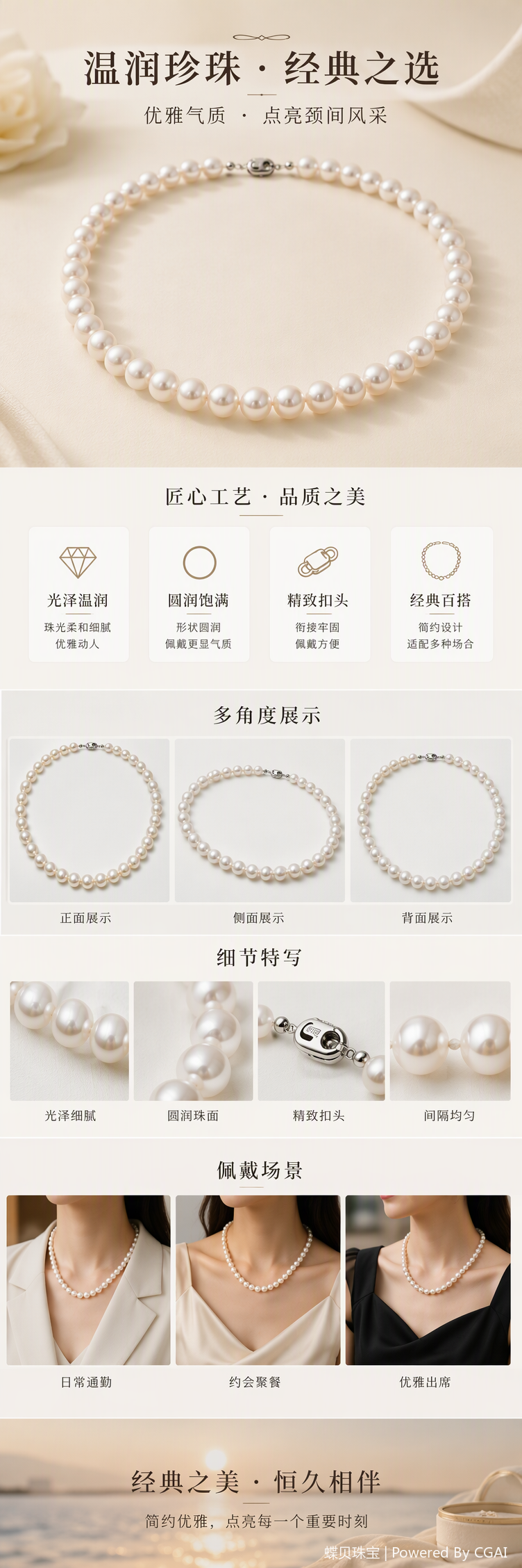 The pure white pearl necklace is elegant and versatile, fashionable and trendy, and is a perfect gift for daily use pic 1