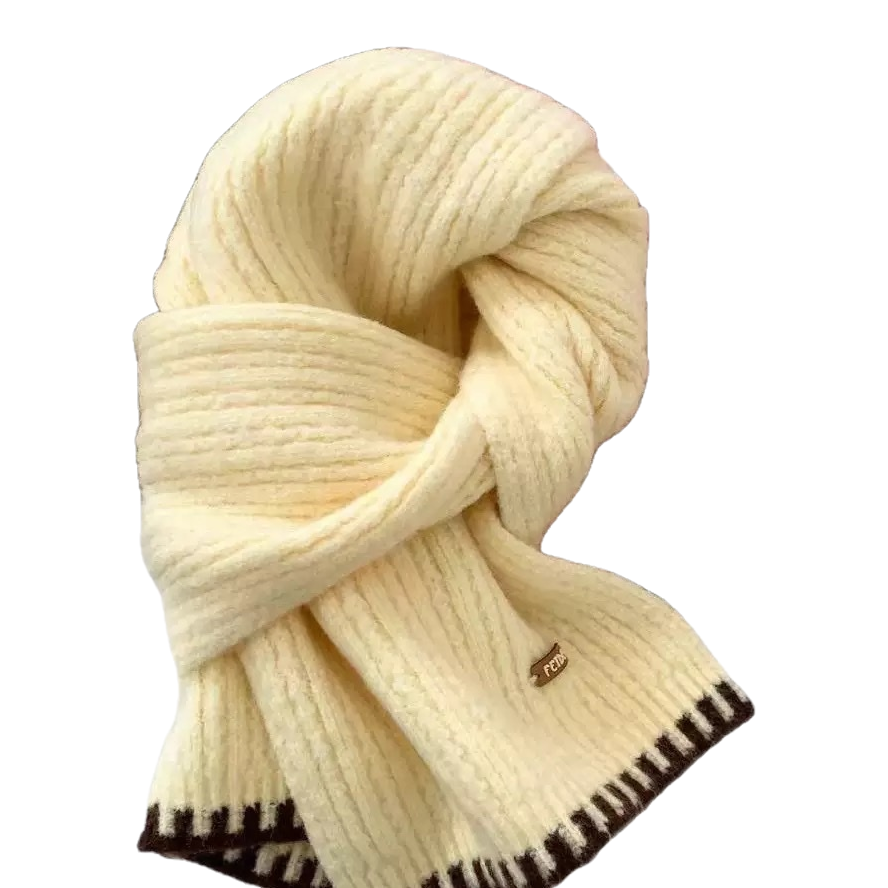 Warm and soft off-white knitted scarf, a versatile and warm long style for ladies, is a classic must-have for winter Item Picture