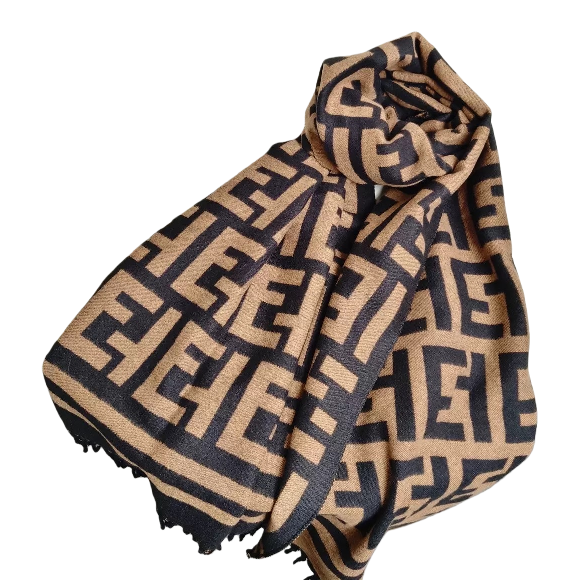 Fashionable black and brown color letter pattern scarf, warm and versatile, new autumn and winter trendy shawl for women Item Picture