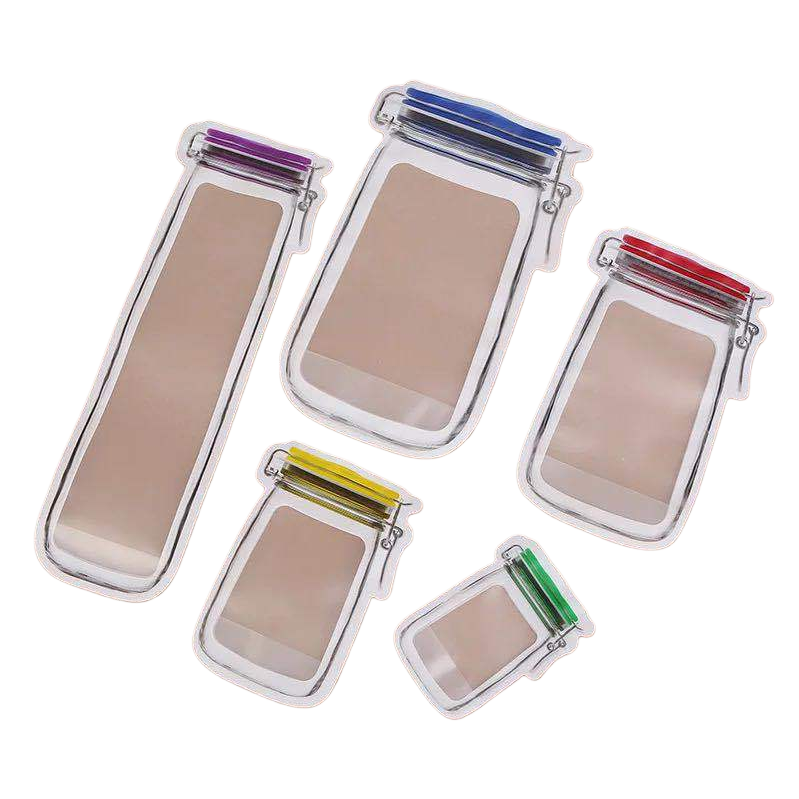 Durable transparent self-sealing plastic bags, food packaging bags, sealed bags, household storage bags, 50 pieces each