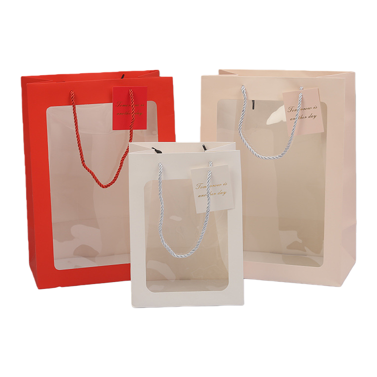 Environmentally friendly transparent plastic handbags, large shopping bags, portable packaging bags, plastic bags are durable and tear-resistant
