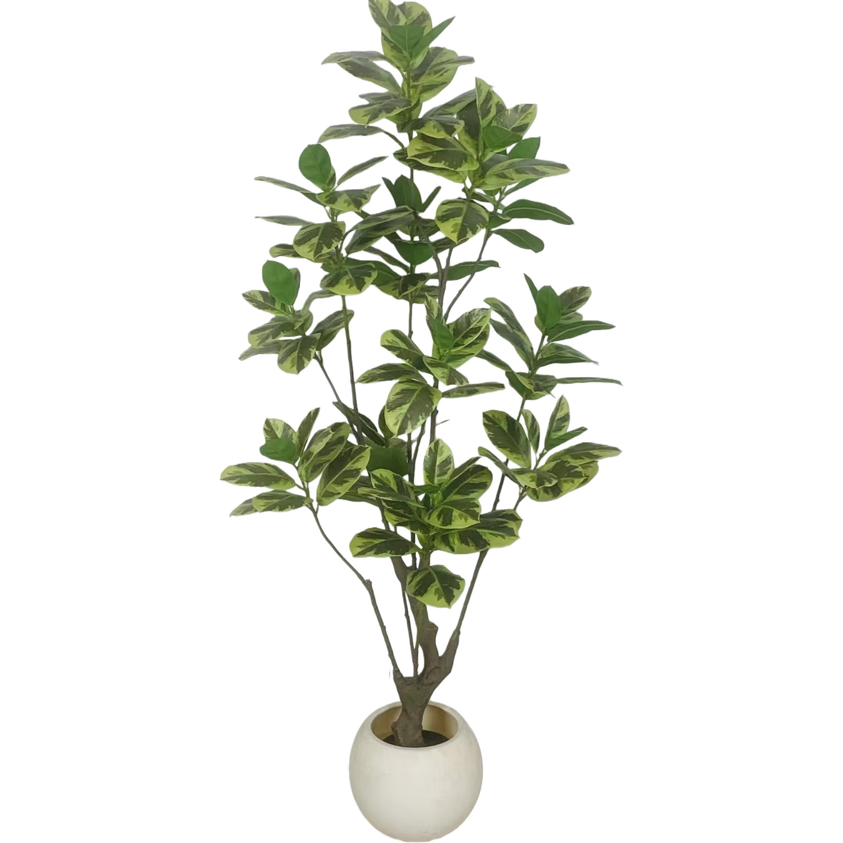 Colorful artificial leaf green and yellow spot potted plants, indoor decorative green plants and greening ornaments, no maintenance required Item Picture