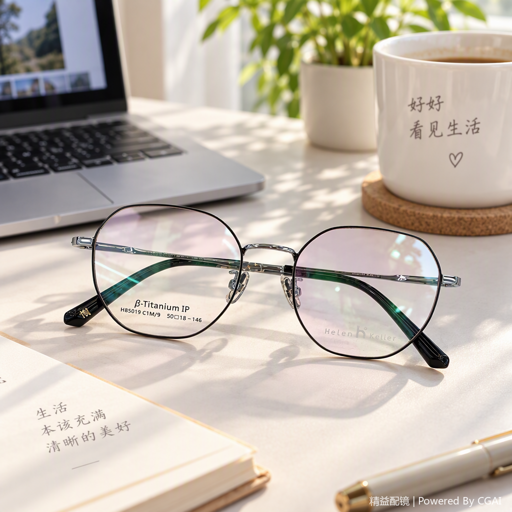 Fashionable and lightweight metal-framed glasses for both men and women, high-definition anti-glare frame, trendy style details Picture