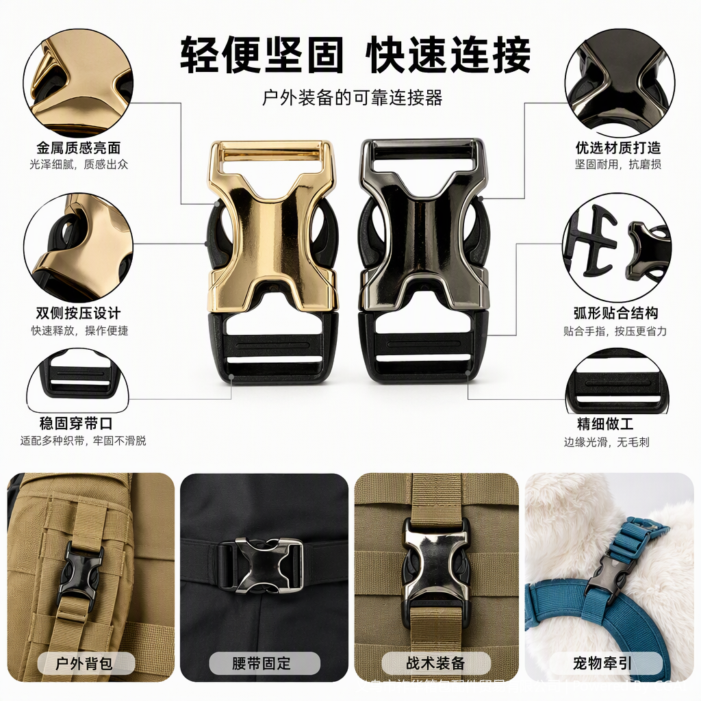 金属塑料组合扣具TB1866插扣金色黑色搭配耐用时尚配件详情2