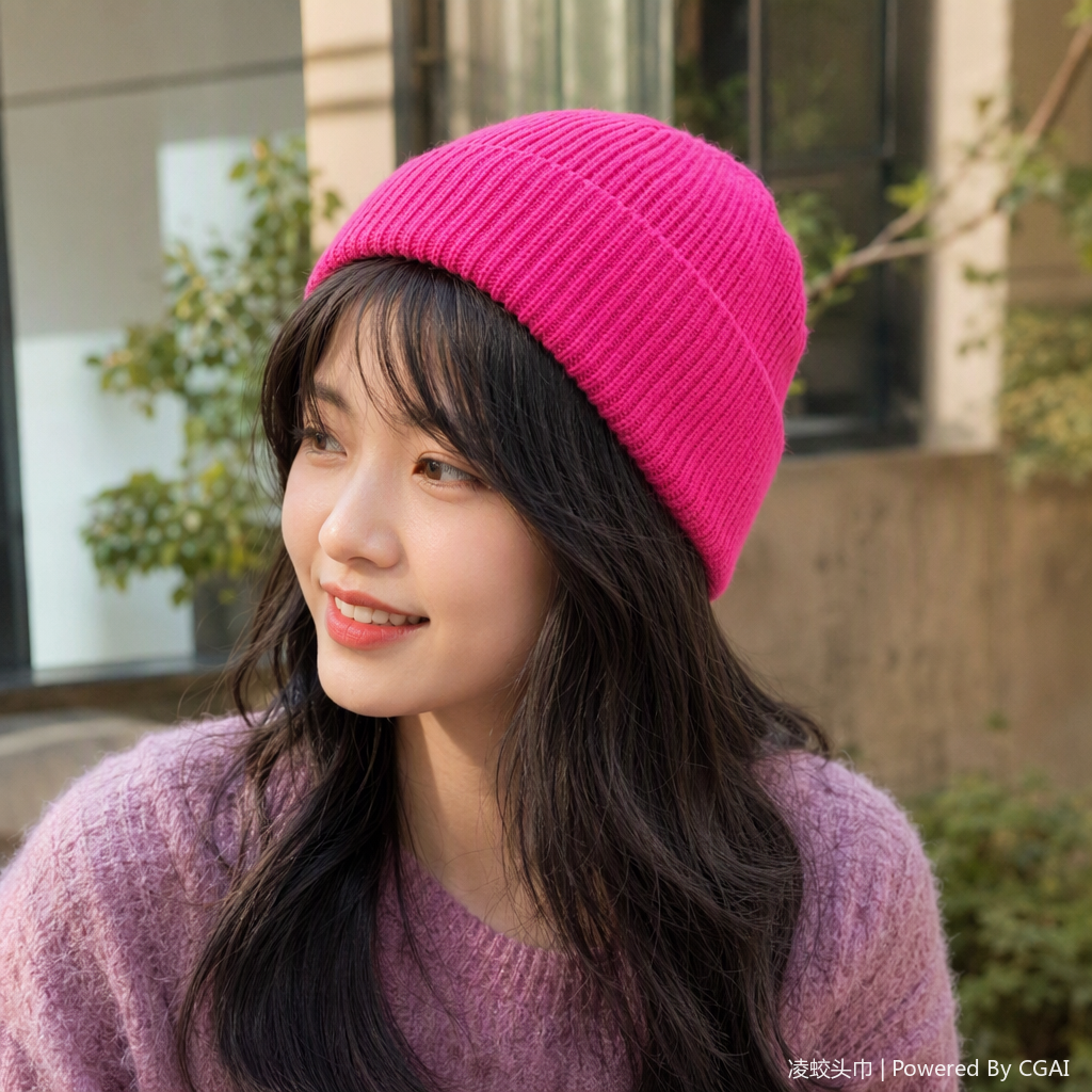 Fashionable and heartwarming women's knitted hat in pink, versatile and warm, a must-have trendy hat for winter, a new autumn and winter collection for women details Picture