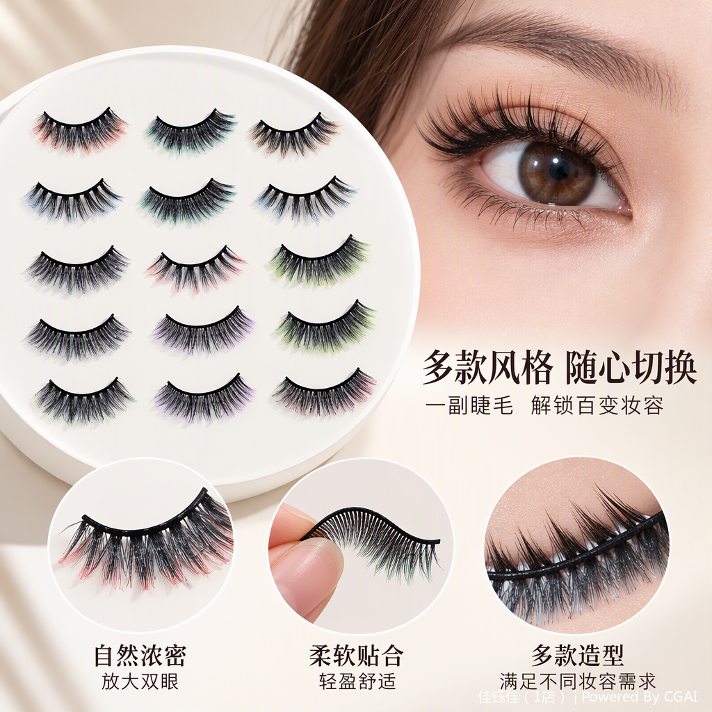 Natural thick false eyelashes, long-lasting anti-smudging beauty tool, thickening and lengthening false eyelash stickers, decorating makeup for a natural effect details Picture