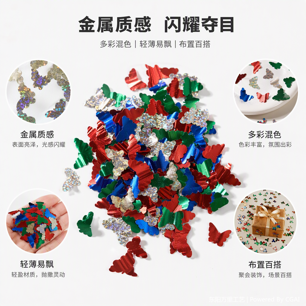 彩色闪粉蝴蝶剪纸手工装饰贴画创意DIY材料美术用品儿童手工艺品