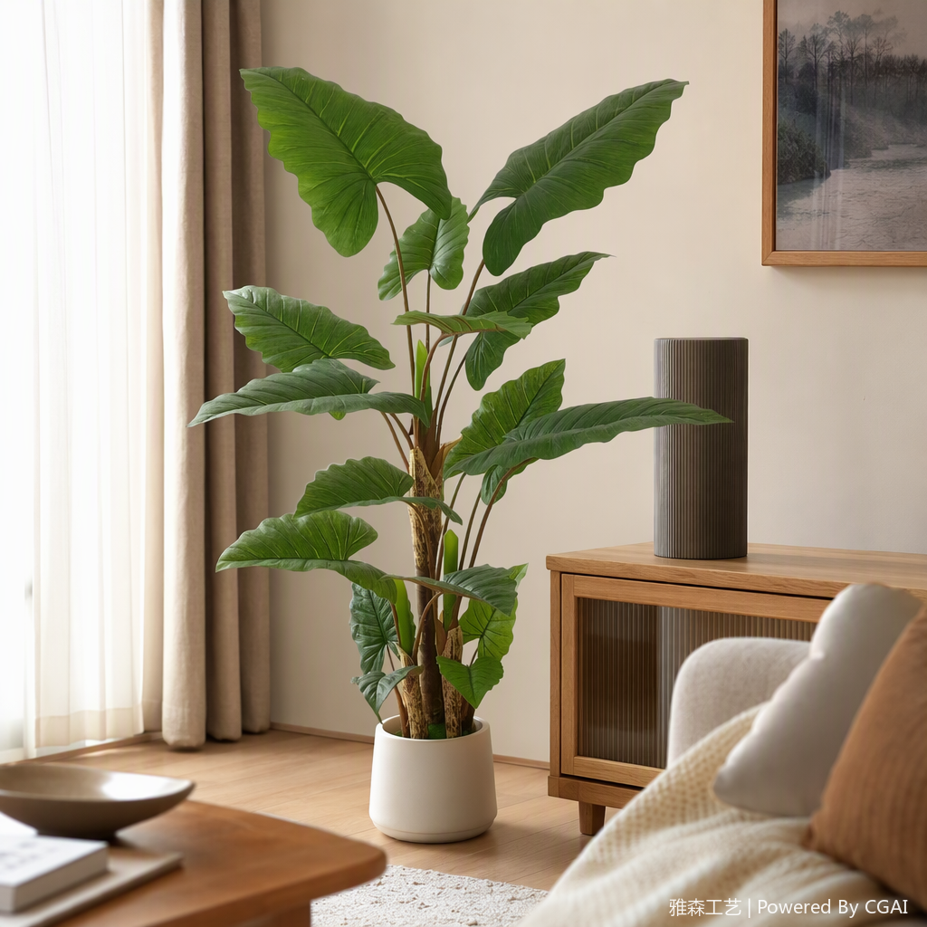 Large-scale artificial green plants, foliage plants, indoor decoration artificial plants, natural and fresh green home ornaments details Picture