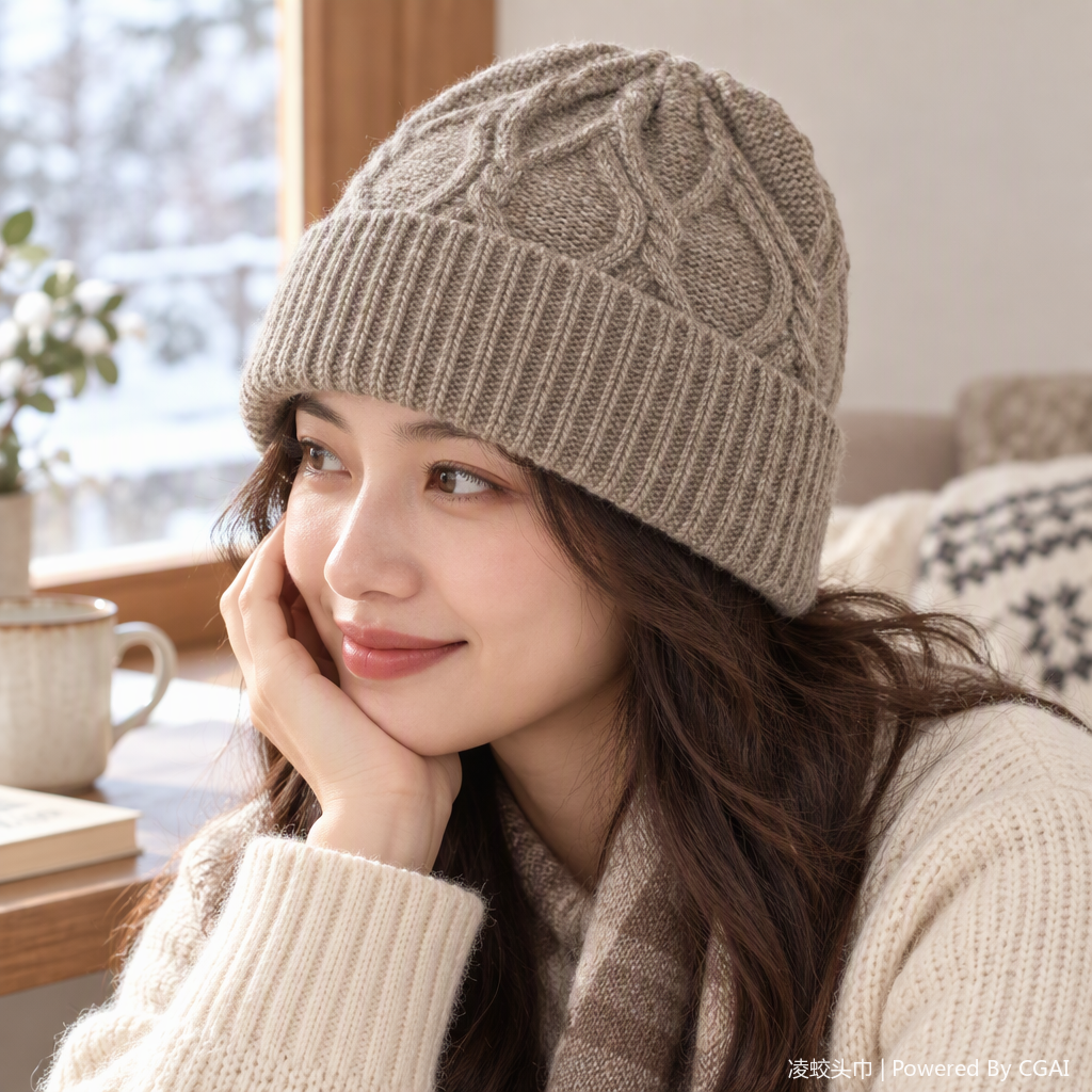 Sombrero de punto caliente otoño invierno mujeres korean versión versátil moda beige sombrero sombrero de invierno tendencia sombrero details Picture