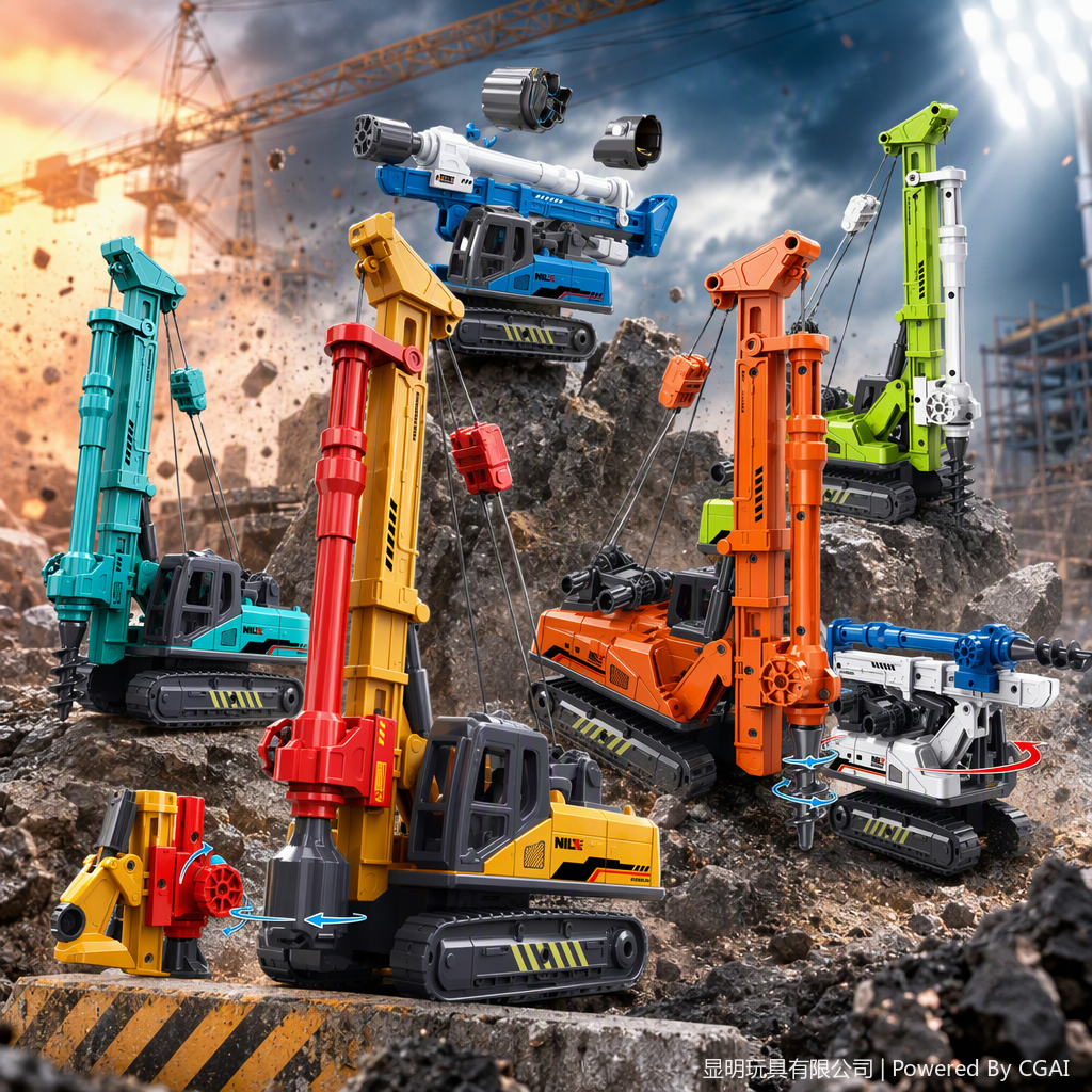 High-quality simulation model rotary drilling rig construction site scene model teaching display model collection Specification image